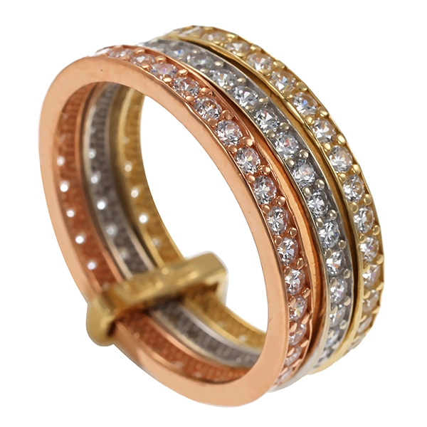 Ring, 14K, Rot-/Weiß-/Gelbgold, Zirkonia