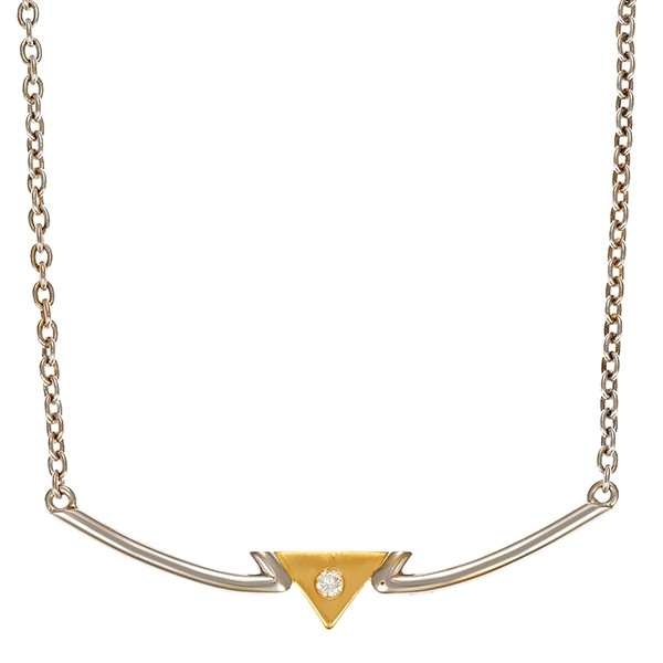 Collier, 950 Platin, Gelbgold, Brillant