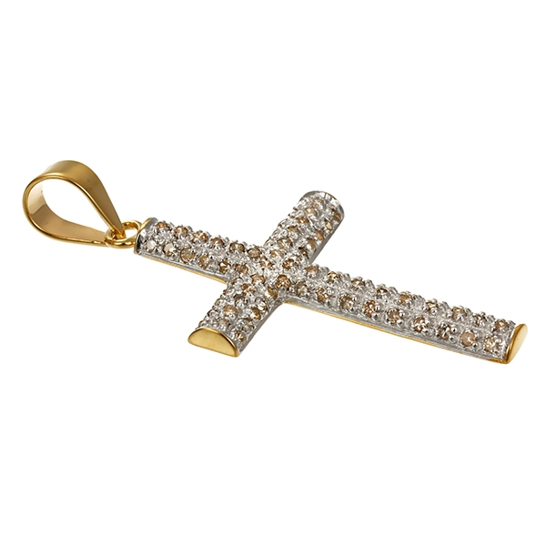 Anhänger, 14K, Gelb-/Weißgold, Diamanten