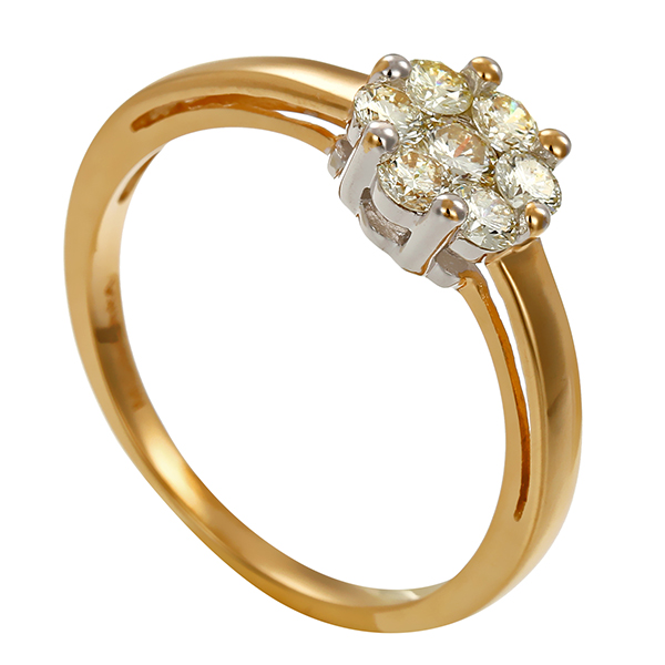 Ring, 14K, Gelb-/Weißgold, Brillanten