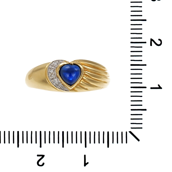 Ring, 14K, Gelbgold, Saphir, Brillanten