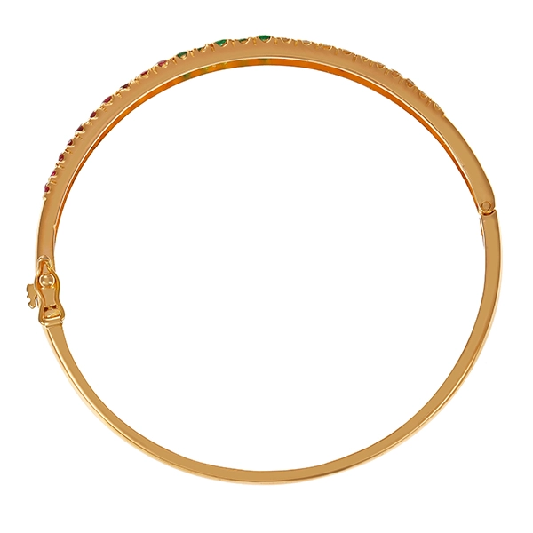 Armreif, 18K, Gelbgold, Brillant, Rubin, Smaragd