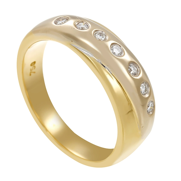 Diamantring, 18K, Gelb-/Weißgold, Brillanten