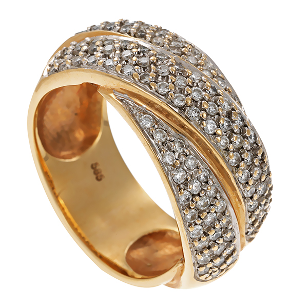 Diamantring, 14K, Gelb-/Weißgold, Brillant