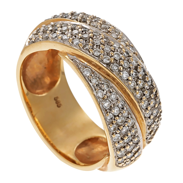 Diamantring, 14K, Gelb-/Weißgold, Brillant