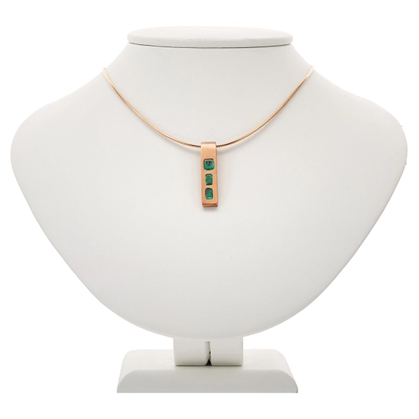 Collier, 14K, Weiß-/Rotgold, Smaragde