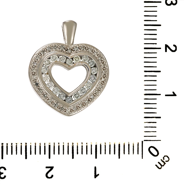 Anhänger, 14K, Weißgold, Brillanten, Herz