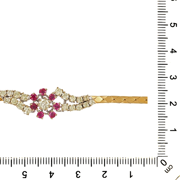 Armband, 18K, Gelb-/Weißgold, Brillanten, Rubine