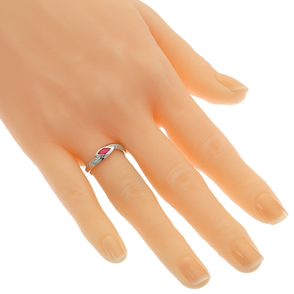Ring, 14K, Weißgold, Rubin, Brillanten