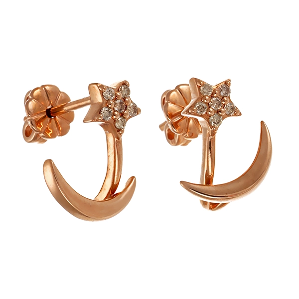 Ohrstecker, 9K, Rotgold, Brillanten