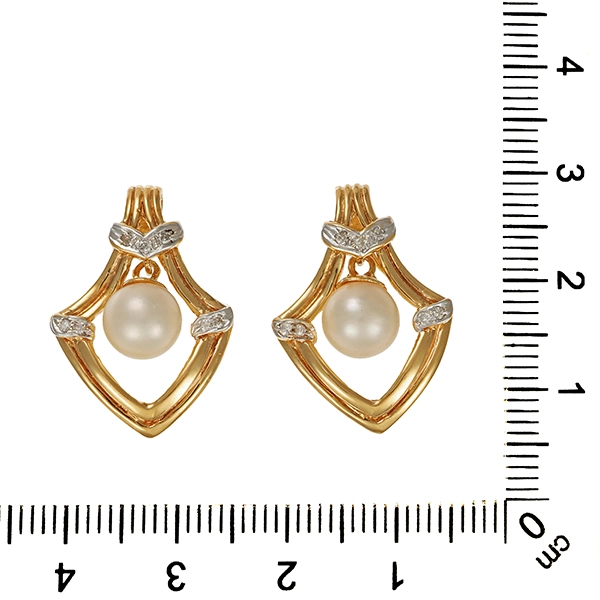 Steckhänger, 18K, Gelb-/Weißgold, Perle, Brillanten