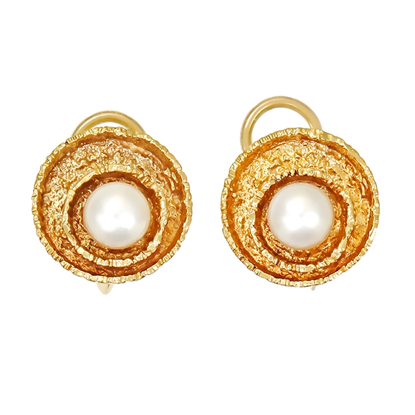 Ohrclipse, 8K, Gelbgold, Perlen