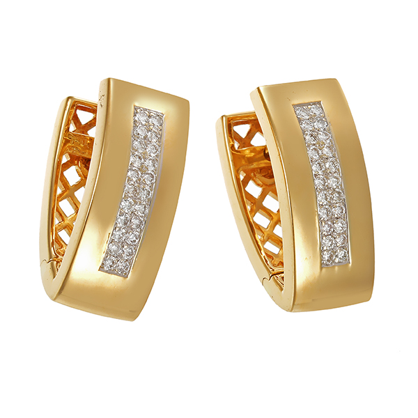 Creolen, 18K, Gelbgold, Brillanten