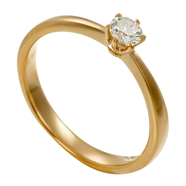 Diamantring, 9K, Gelbgold, Brillant