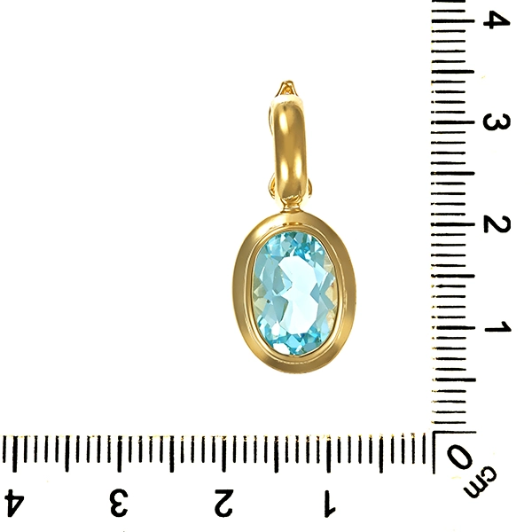 Anhänger, 14K, Gelbgold, Topas blau