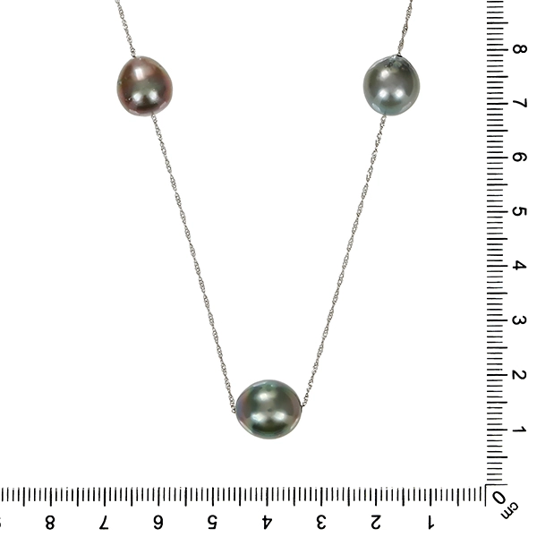Collier, 14K, Weißgold, Tahiti Zuchtperlen