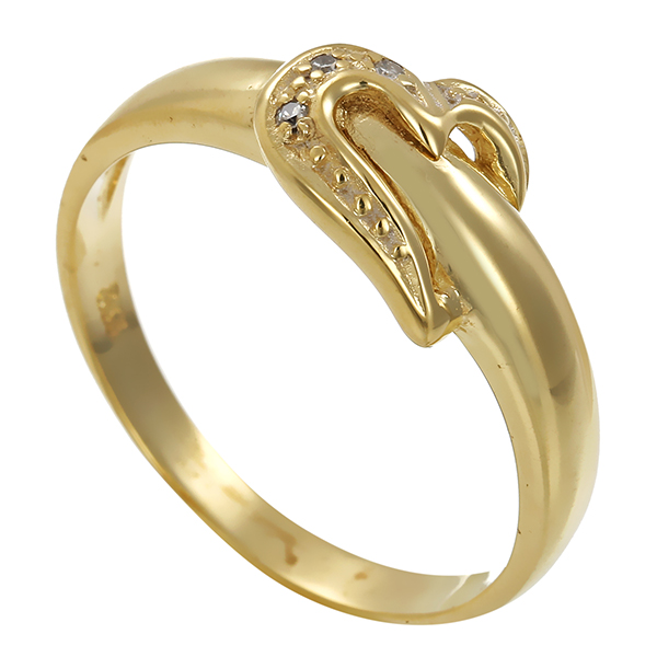 Ring, 8K, Gelbgold, Diamanten, Herz