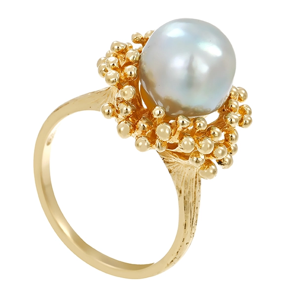 Ring, 14K, Gelbgold, Perle