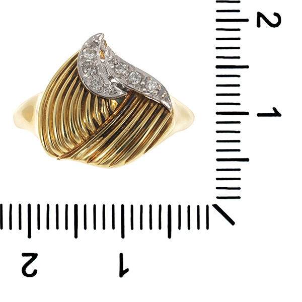 Ring, 14K, Gelb-/Weißgold, Brillanten