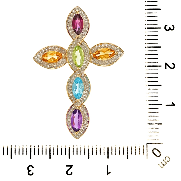 Anhänger, 14K, Gelb-/Weißgold, diverse Edelsteine