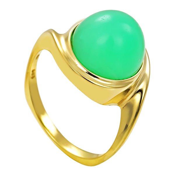 Ring, 14K, Gelbgold, Chrysopras
