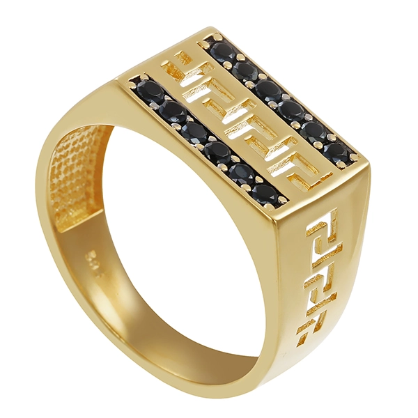 Herrenring, 14K, Gelbgold, Onyx