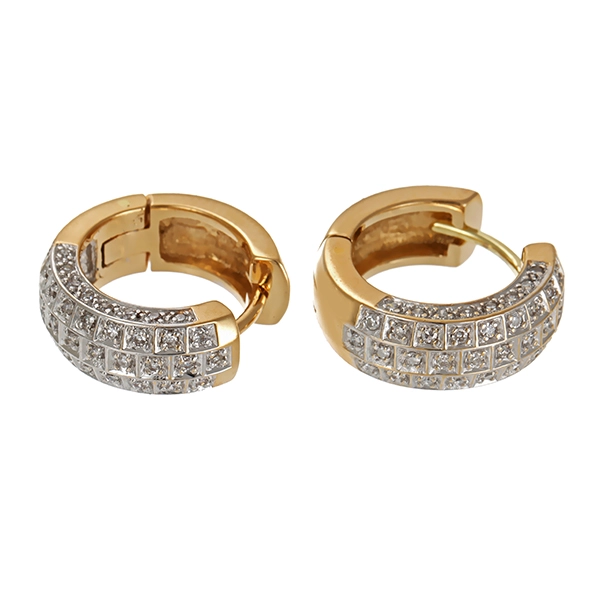 Creolen, 14K, Gelb-/Weißgold, Diamanten