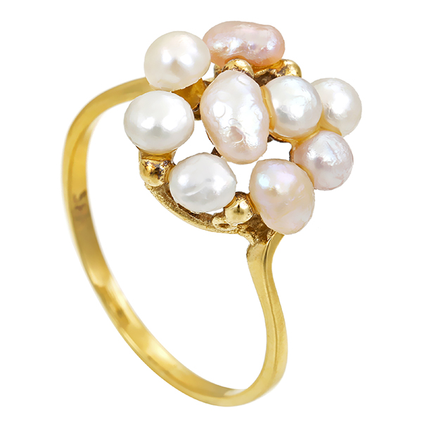Ring, 14K, Gelbgold, Perlen