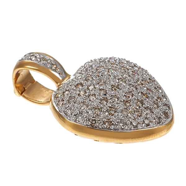 Anhänger, 14K, Gelb-/Weißgold, Brillanten 1,00 ct, Herz