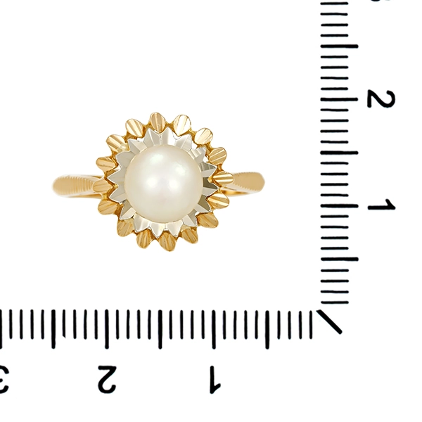 Ring, 18K, Gelb-/Weißgold, Perle