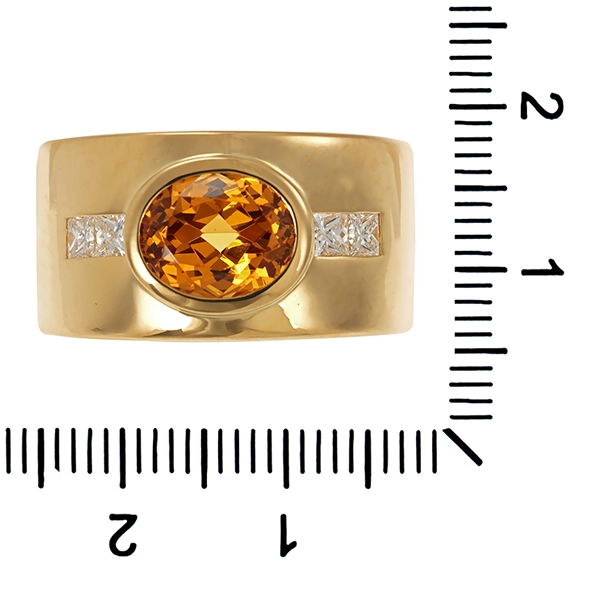 Ring, 18K, Gelbgold, Citrin, Diamanten