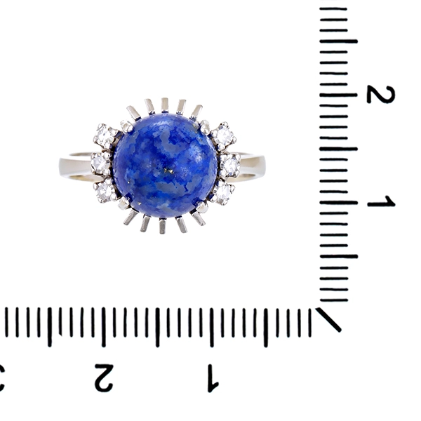Ring, 14K, Weißgold, Lapis, Diamant