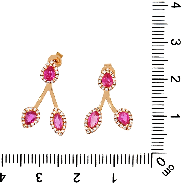 Steckhänger, 18K, Rotgold, Brillanten, Saphir