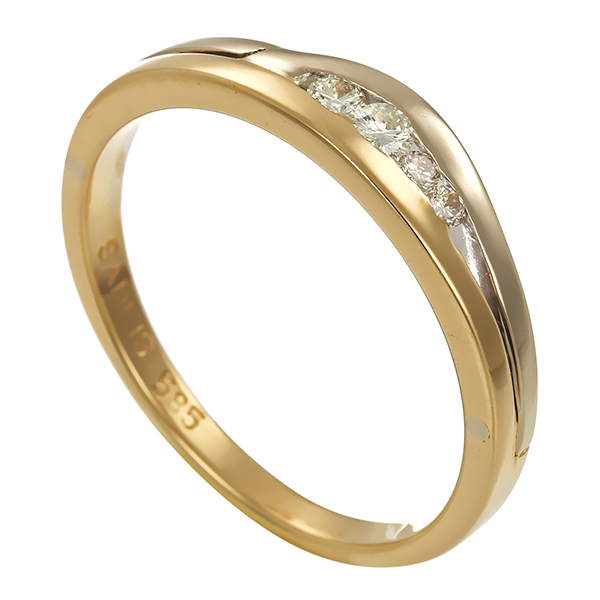 Diamantring, 14K, Gelbgold, Brillanten