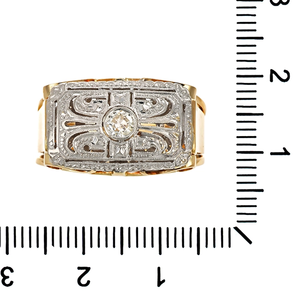 Diamantring, 14K, Gelb-/Weißgold, Diamant 0,15 ct