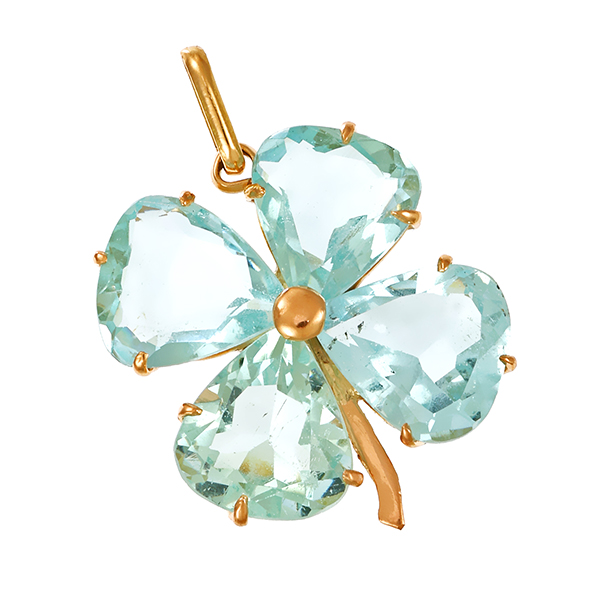 Anhänger, 14K, Gelbgold, Aquamarin