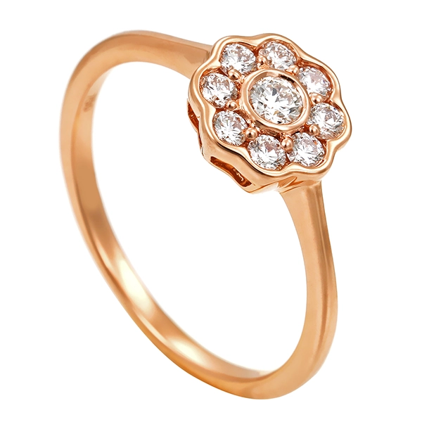 Diamantring, 18K, Rotgold, Brillanten 0,38 ct