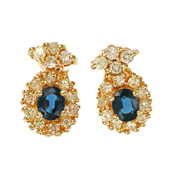 Steckhänger, 14K, Gelbgold, Brillanten, Saphire