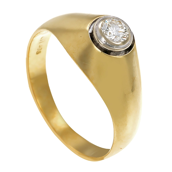 Herrenring, 14K, Gelb-/Weißgold, Brillant 0,30 ct