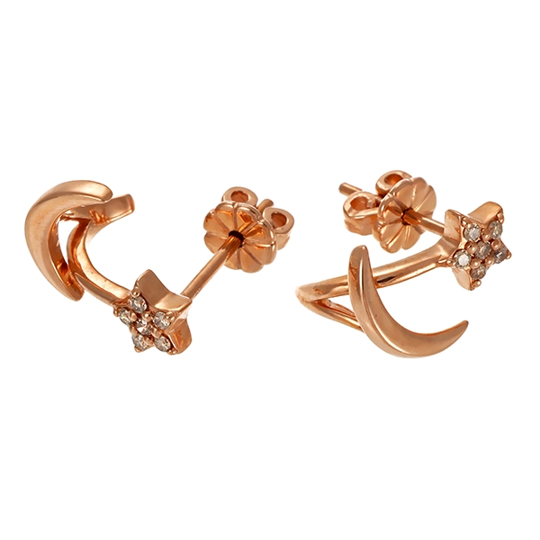 Ohrstecker, 9K, Rotgold, Brillanten