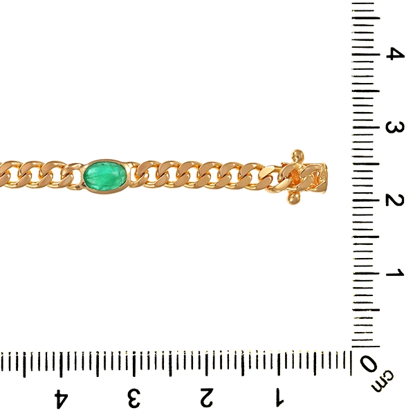 Armband, 14K, Gelbgold, Smaragd