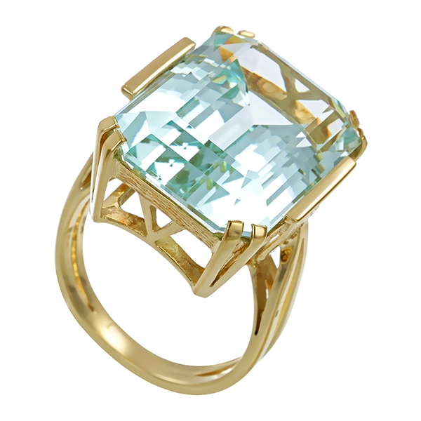 Ring, 14K, Gelbgold, Aquamarin