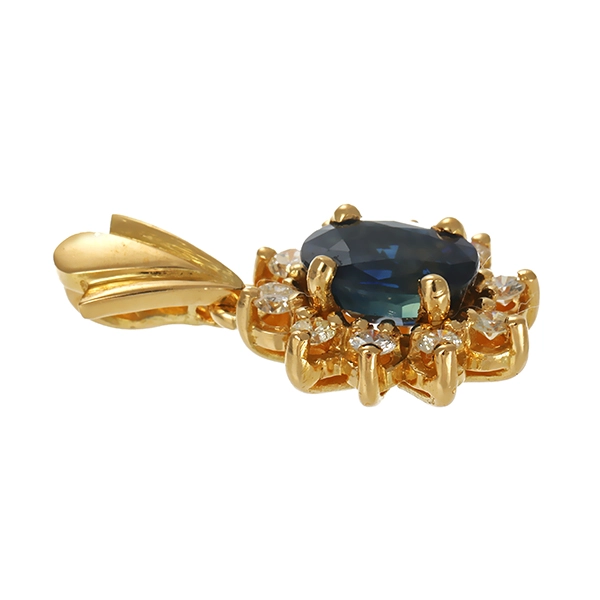 Anhänger, 18K, Gelbgold, Saphir, Brillanten