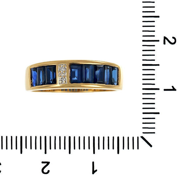 Ring, 18K, Gelbgold, Saphire, Brillanten