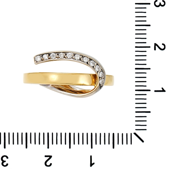 Diamantring, 18K, Gelb-/Weißgold, Brillanten 0,11 ct
