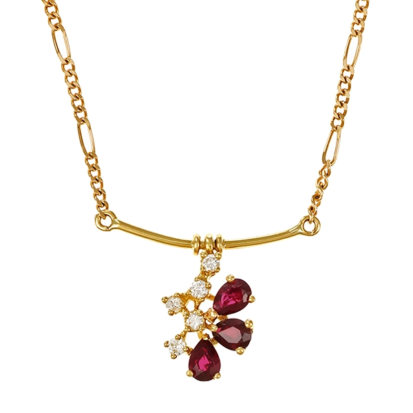 Collier,18K, Gelbgold, Brillanten & Granate, L42cm