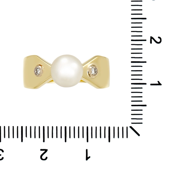 Ring, 14K, Gelbgold, Zuchtperle, Brillanten