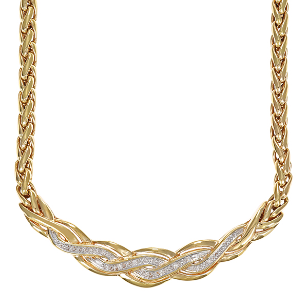 Collier, 14K, Gelb-/Weißgold, Diamanten