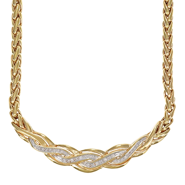 Collier, 14K, Gelb-/Weißgold, Diamanten