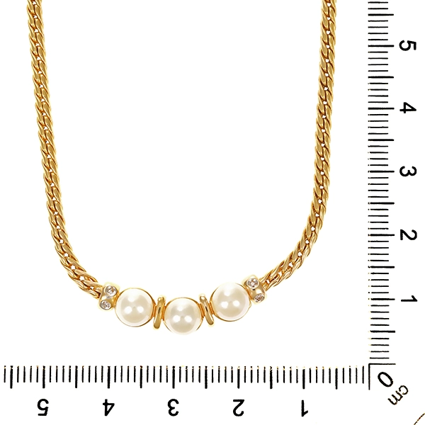 Collier, 14K, Gelbgold, Perlen